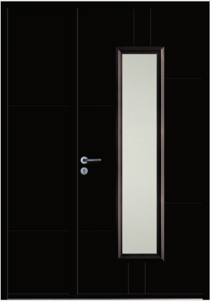 porte design Ponant en aluminium avec tierce fixe pleine (ligne Horizon)